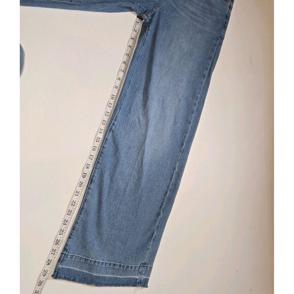 Gap High Rise Wide Leg Trouser Jeans Light Indigo Blue 27 4R Raw Hem 760313-00 - Picture 8 of 13